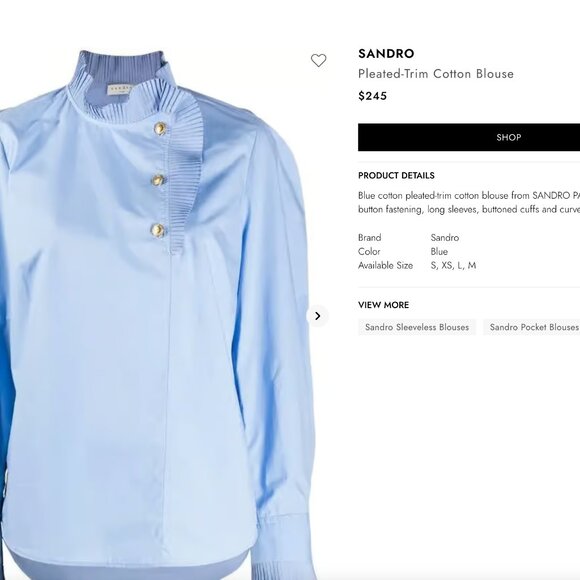 Dry Cleaned Women Sandro Ruffle Shirt  size Small - Picture 1 of 7
